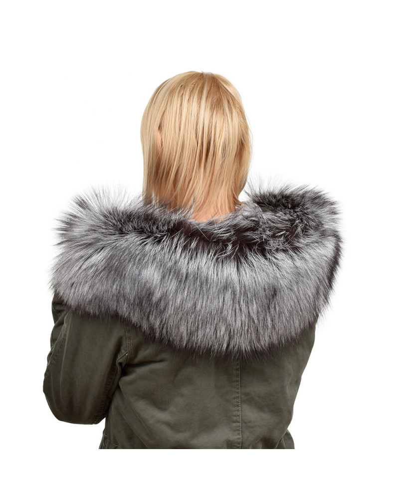 XXL Silver Fox Fur Hood Trim Fur Collar Fur For Hood (83cm)