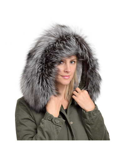 XXL Silver Fox Fur Hood Trim Fur Collar Fur For Hood (83cm)