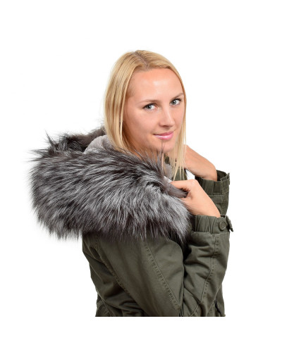 XXL Silver Fox Fur Hood Trim Fur Collar Fur For Hood (86cm)