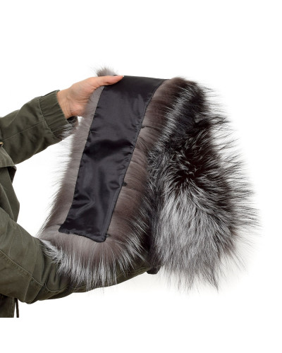 XXL Silver Fox Fur Hood Trim Fur Collar Fur For Hood (86cm)