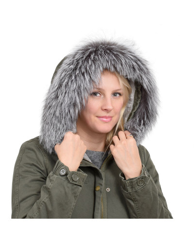 Silver Fox Fur Hood Trim Fur Collar Fur For Hood (70cm)