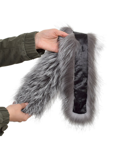 Silver Fox Fur Hood Trim Fur Collar Fur For Hood (70cm)