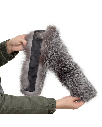 Silver Fox Fur Hood Trim Fur Collar Fur For Hood (75cm)