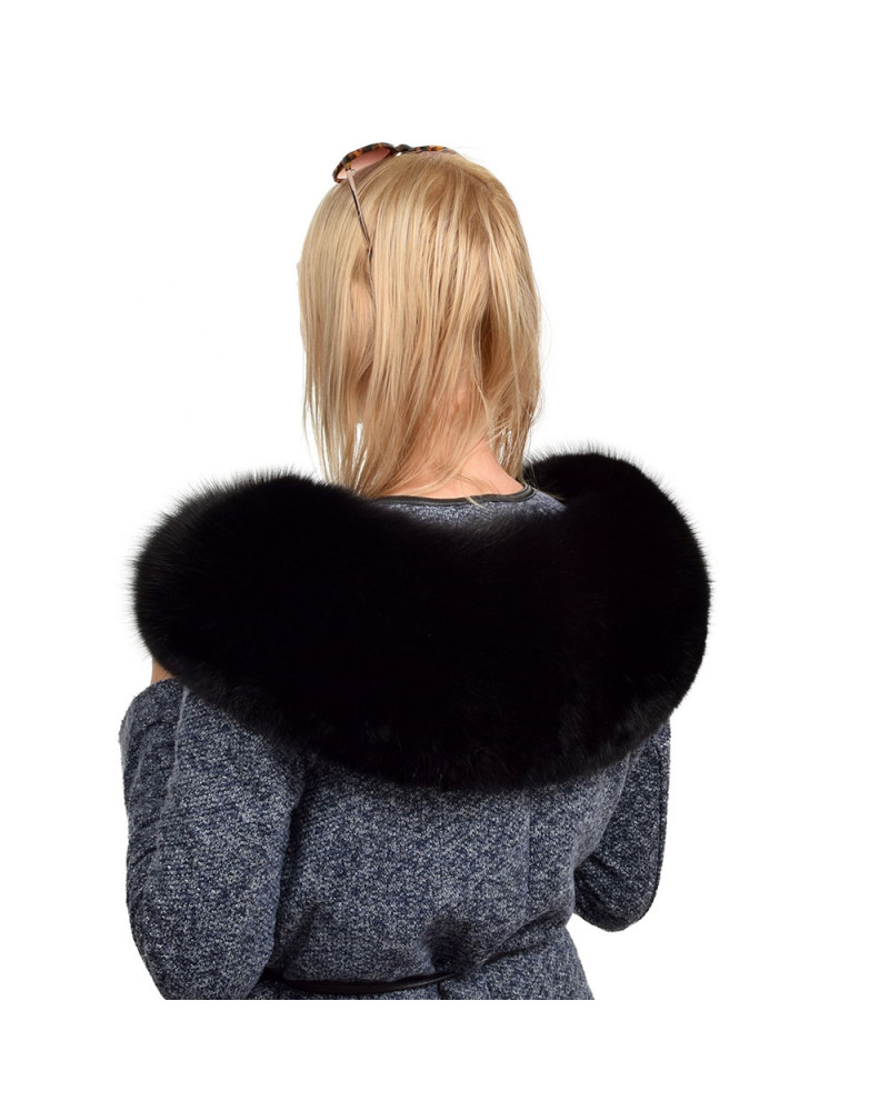 XXL Black Fox Fur Hood Trim Collar Fur For Hood (80cm)