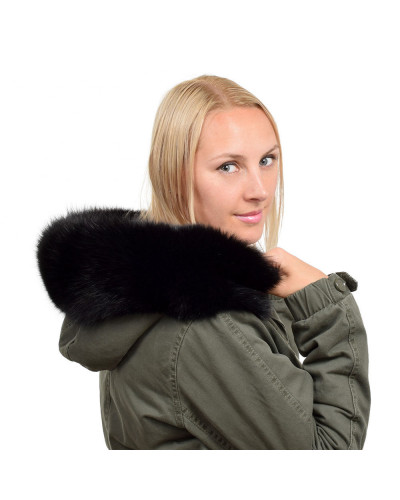 Black Fox Fur Hood Trim Fur Collar Fur For Hood (68cm)