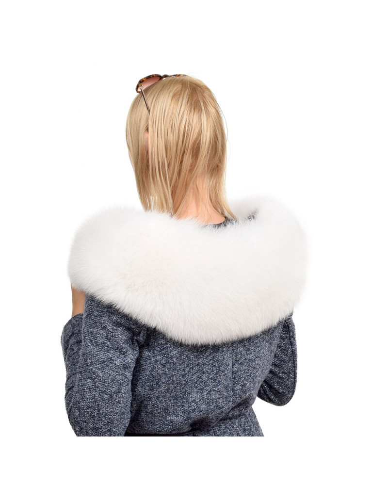 XXL White Fox Fur Hood Trim Collar Fur For Hood (80cm)