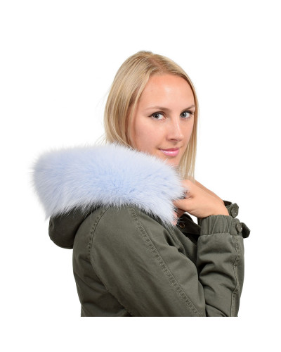 Light Blue Fox Fur Hood Trim Fur Collar For Hood (68cm)