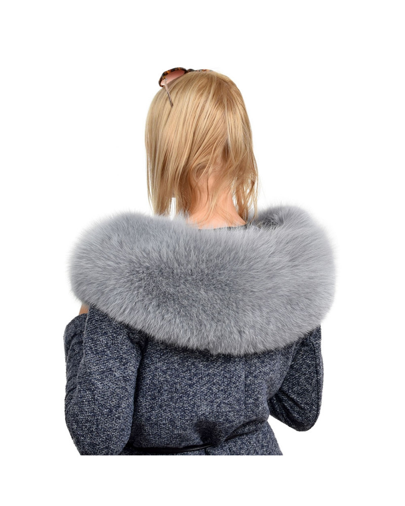 XXL Grey Fox Fur Hood Trim Collar Fur For Hood (80cm)