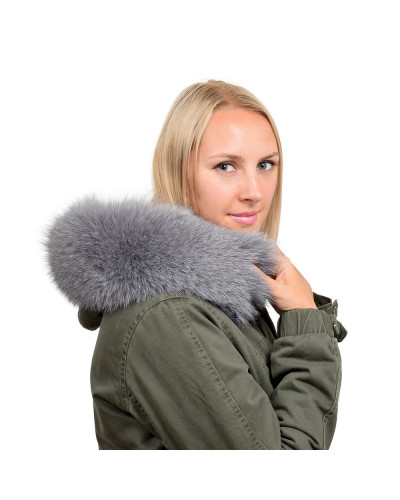 Grey Fox Fur Hood Trim Fur Collar Fur For Hood (68cm)