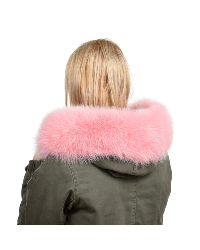 Pink Fox Fur Hood Trim Fur Collar Fur For Hood (68cm)
