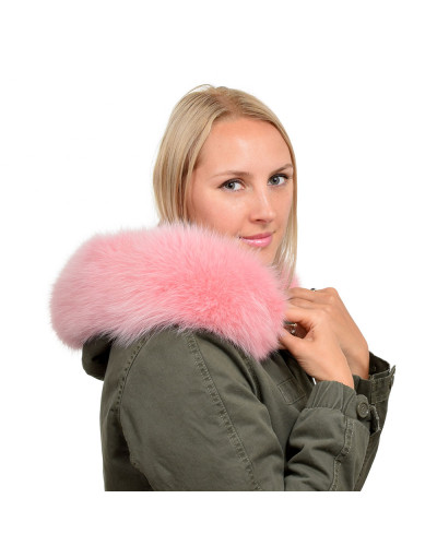 Pink Fox Fur Hood Trim Fur Collar Fur For Hood (68cm)