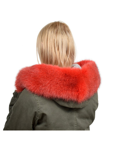 Red Fox Fur Hood Trim Fur Collar Fur For Hood (68cm)