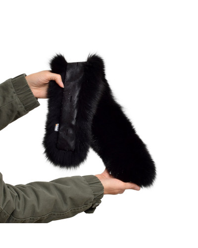 Custom-made Fur For Hood Black Fox Fur Hood Trim
