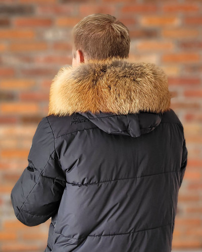 Men's detachable red fox fur collar trim for hood