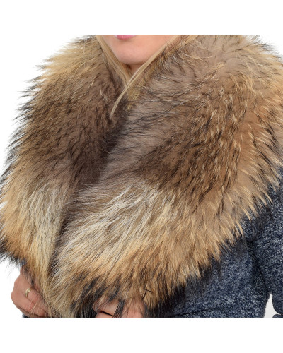 Genuine Raccoon Fur Collar Wrap Shawl Stole