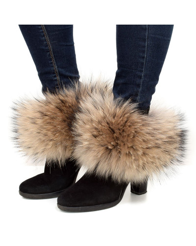 Genuine Raccoon Fur Boots Covers Fur Shoes Sleeves
