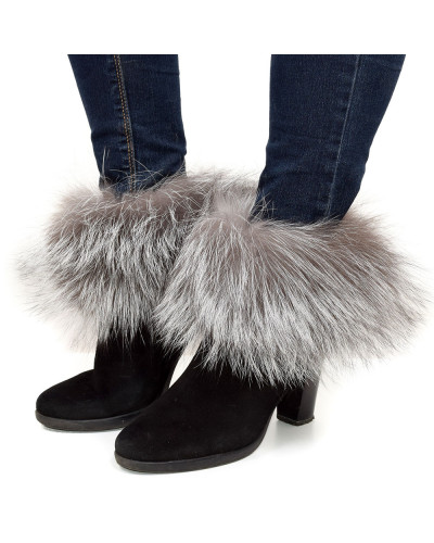 Genuine Silver Fox Fur Boots Covers Fur Shoes Sleeves