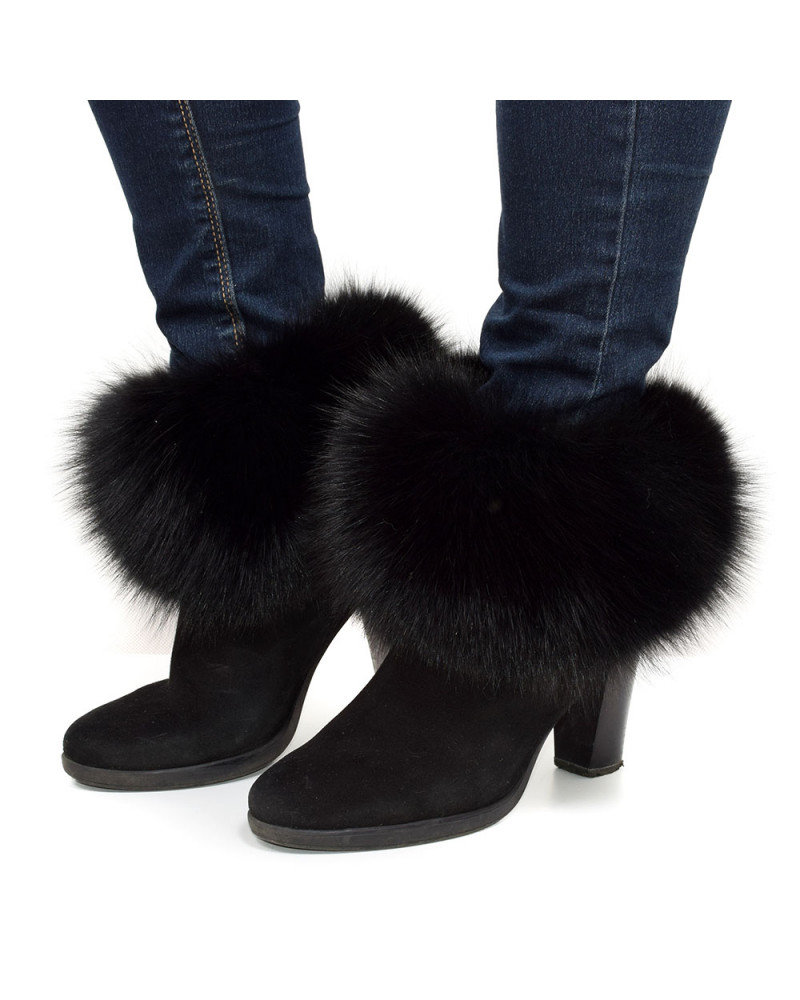 Genuine Black Fox Fur Boots Covers Fur Shoes Sleeves