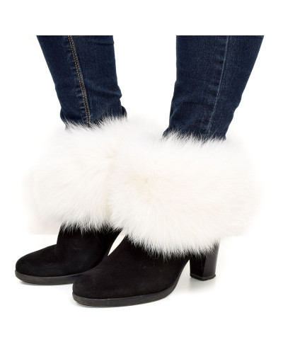 Genuine White Fox Fur Boots Covers Fur Shoes Sleeves