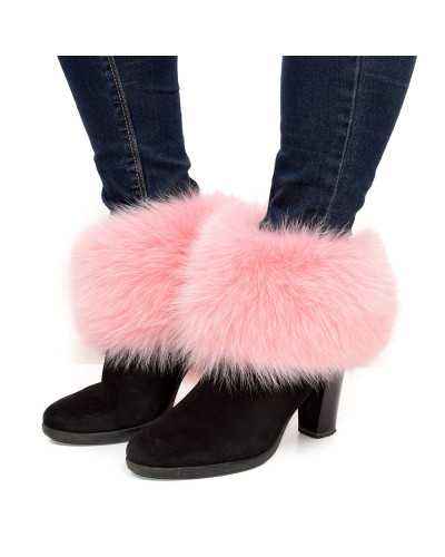 Genuine Pink Fox Fur Boots Covers Fur Shoes Sleeves