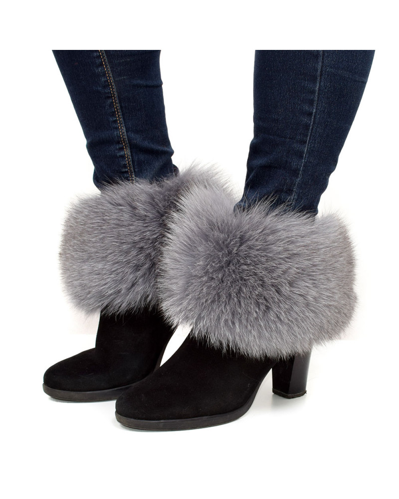 Genuine Grey Fox Fur Boots Covers Fur Shoes Sleeves