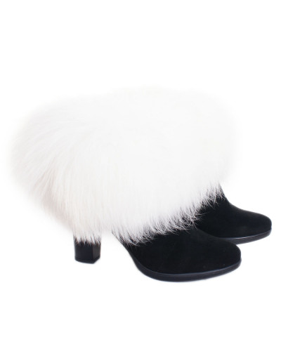 White Raccoon Fur Boots Covers Fur Shoes Sleeves