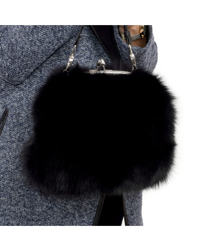 Black Fox Fur Purse / Black Fox Fur Shoulder Bag