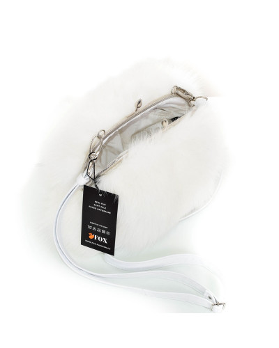 White Fox Fur Purse / White Fur Shoulder Bag