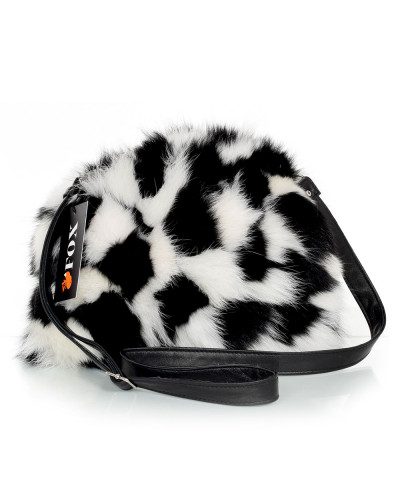 Black-White Fox Fur Purse / Black-White Fur Bag