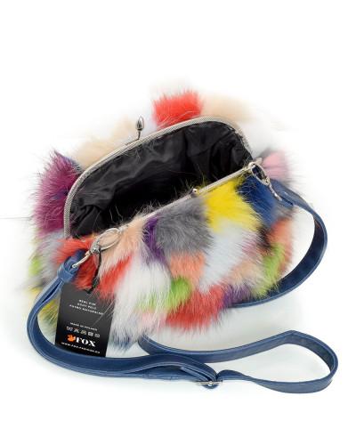 Multicolour Fox Fur Purse / Fox Fur Shoulder Bag