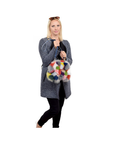 Multicolour Fox Fur Purse / Fox Fur Shoulder Bag