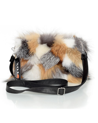 Fox Fur Crossbody Bag with Zipper Closure