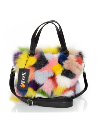 Multicolour Fox Fur Handbag / Fox Fur Purse