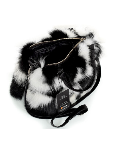 Black & White Fox Fur Handbag / Black-White Purse