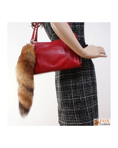 Fashionable Red Fox Tail Fur Keychain Bag Charm