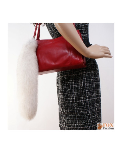Fashionable White Fox Tail Fur Keychain Bag Charm