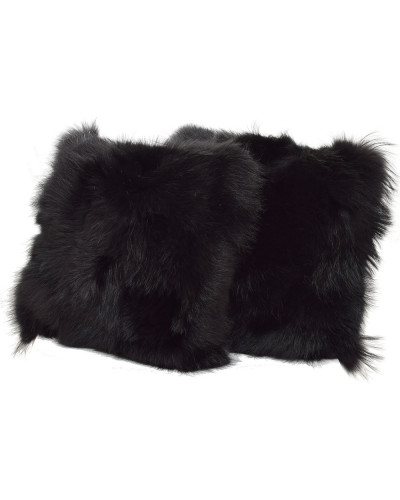 Set of two Black Raccoon Fur Pillows Cushions 45x45cm