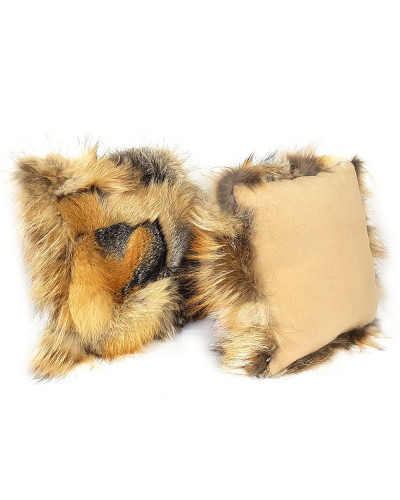 Set of two genuine Fox Fur Pillows Cushions 40x40cm