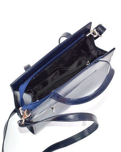 Women's navy blue leather handbag