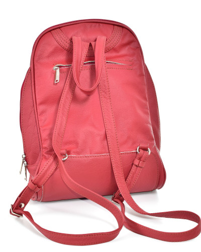 Women's red leather backpack