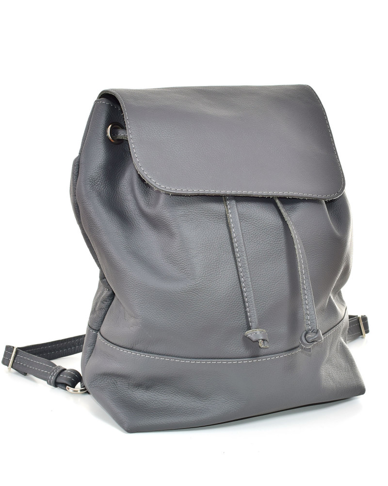 Women's gray leather backpack