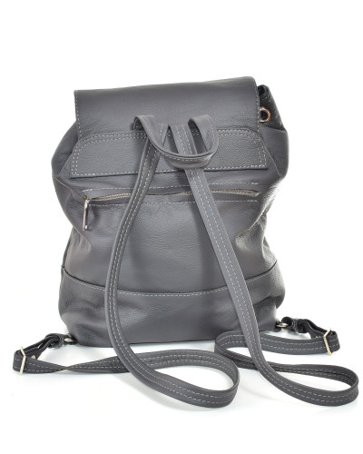 Women's gray leather backpack