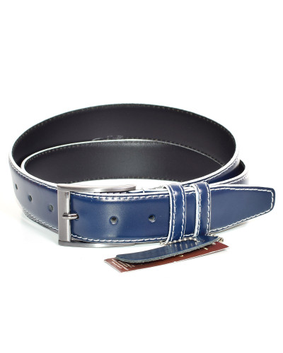 Men's navy blue leather belt