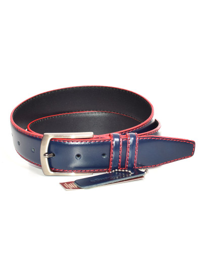 Men's navy blue leather belt