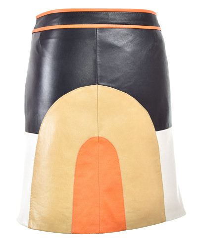 Trapezoidal leather skirt