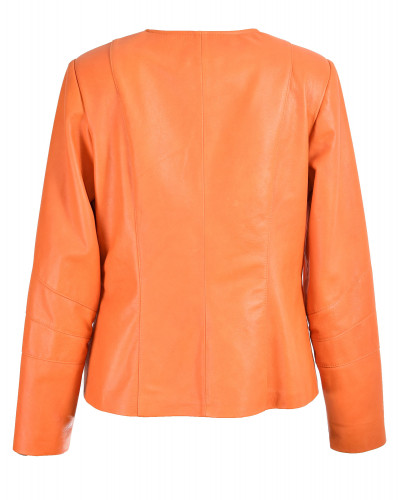 Women's leather jacket - orange chanel