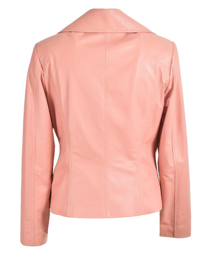 Women's leather jacket - pink biker jacket
