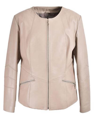 Women's leather jacket - light beige chanel