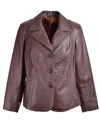 Women's brown leather jacket