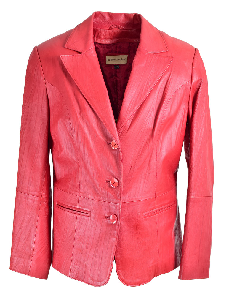 Women's red leather jacket